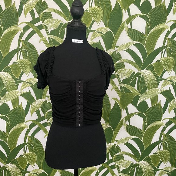 Brand New Forever 21 Corset crop Top with ruffle sleeve - Picture 1 of 3